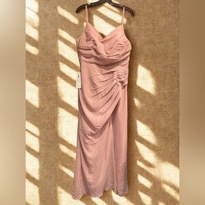 Dusty Rose Chiffon Ruched Maxi Dress